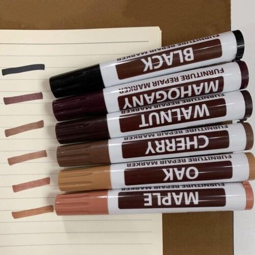 6pcs/set Furniture Scratch Marker Touch Up Pen Filler Sticks Laminate Wood Floor Marks Patch Paint Pen Repair Supplies