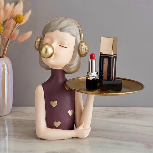 Angel girl statue living room Multifunctional desktop storage ornaments Modern home decor Christmas gift Resin Character Model