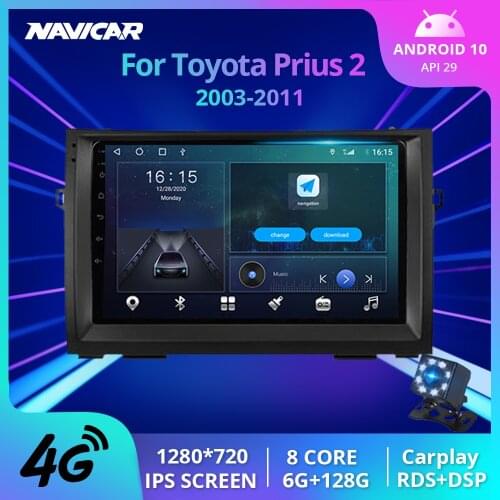 2Din Android10.0 Car Radio For Toyota Prius XW20 II 2 2003-2011 GPS Navigation Stereo Receiver Auto Radio Car Multimedia Player