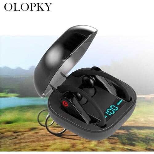 Q62 LED Digital Display Wireless Earphone Bluetooth 5.0 Hook Headsets TWS Sports Sweatproof Bass Smart Phone For Huawei Mate 20