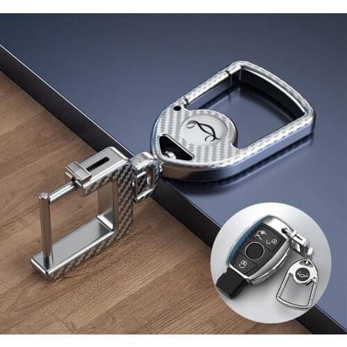 New 1Pc Stylish Carbon Fiber Texture 360 Degree Rotation Men Car Vehicle Stainless Steel Keychain Key Holder Gift