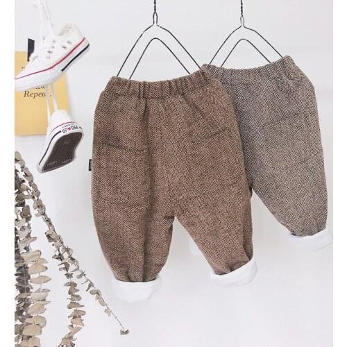 Kids Pants Autumn Winter Plus Velvet Thicken Pants for Girls Fashion Korean Elastic Waist Boys Trousers High Quality 1 - 7 Years