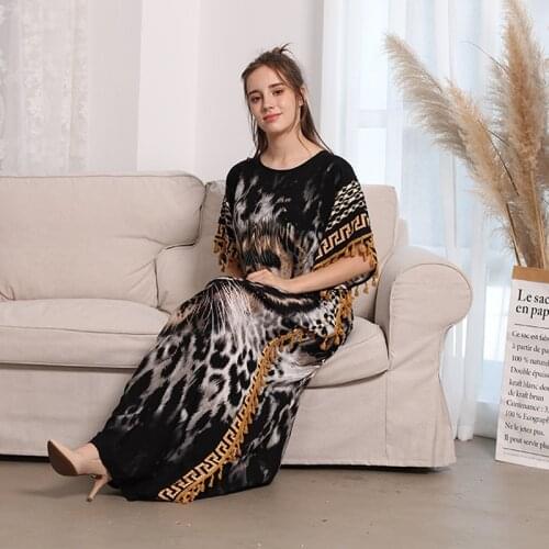 Caftan Marocain Abaya Dubai Turkey Islam Muslim Hijab tiger print Dress African Dresses For Women Robe Arabe Djellaba Femme