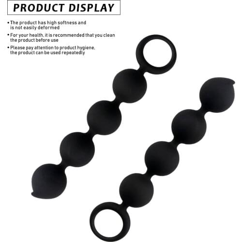 EXVOID Long Anal Plug Prostate Massager Sex Toys for Men Women Vagina Open Silicone Anal Beads 4 Balls Butt Plug for Beginner
