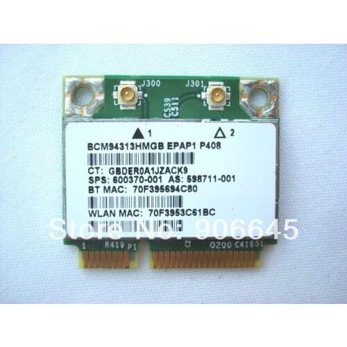 For HP Broadcom BCM4313 BCM94313 Mini PCIe 802.11n Bluetooth BCM94313HMGB 600370-001 Wifi Half 2.4 GHz 802.11b/g/n