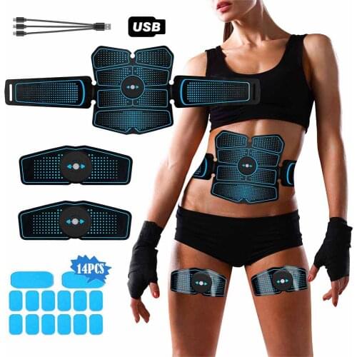 EMS Eletric Muscle Stimulator Abdominal Muscle Massager Arm Buttocks Abs Trainer Electrostimulator Vibrators with 14PCS Gel Pads