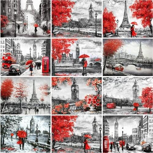 Evershine 5D DIY Diamond Painting Street Black White Diamond Embroidery City Landscape Cross Stitch Mosaic Home Decoration