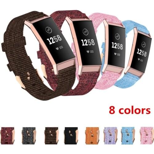 Canvas Watch Strap for Fitbit Charge 4 Band Replacement Woven Wristband Nylon Strap for For Fitbit Charge 3 4 Smart Watchband