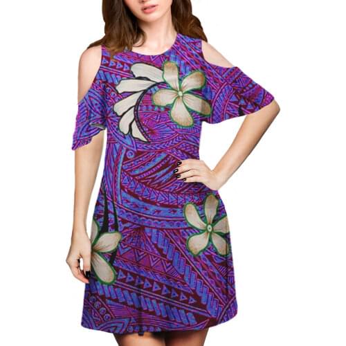 HYCOOL Hawaii Flower 2021 New Autumn Winter Ruffles Print Dress Women O-neck Short Sleeve High Waist Floral Dress Female Casual
