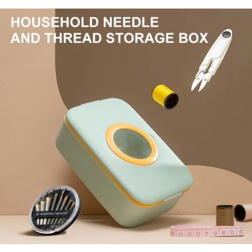 Sewing Basket with Magnifying Glass Double Layers PP Embroidery Storage Box for Home