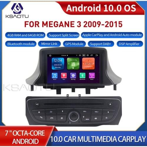 KSAOTU 7114 7" 8-Core Android 10.0 Car Stereo Carplay DSP DAB+ GPS WiFi USB DVB-T 4G TPMS Canbus OBD2 For Renault MEGANE