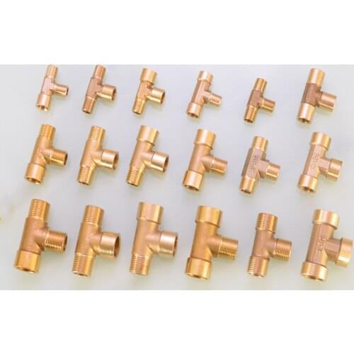 1/8" 1/4" 3/8" BSP Female Male Thread 3 Ways Brass Pipe Fitting Tee Type Mechanical Hydraulic Pneumatic Adapter Fittings