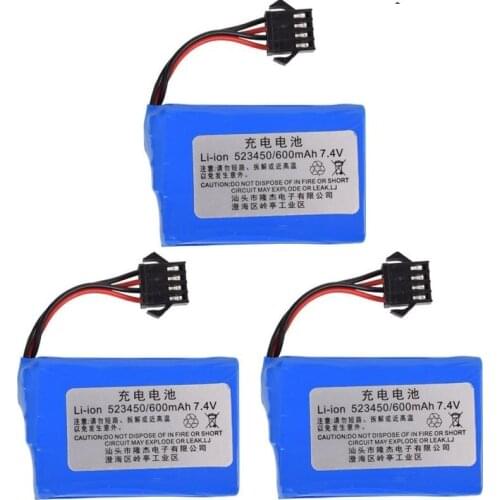 YUKALA 1-4Pcs 7.4V 600mAh Li-ion battery 523450 with 4P-SM Plug for E561 RC truck RC car RC boat parts 600mah 7.4V