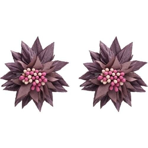 Cute Cloth Long Flower Stud Earrings Handmade Bohemian Jewelry Earring for Women Girl Gift Fashion Stud Earring Wholesale