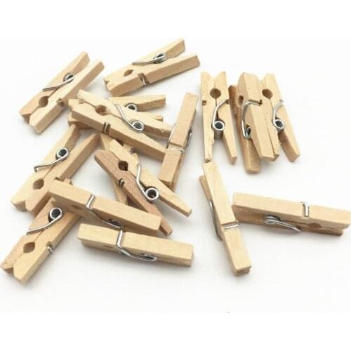 200pcs Natural Wood Mini Pegs Easter Wedding Card Holder Clothespins Clips Table Decorations DIY Crafts Embellishments 25MM