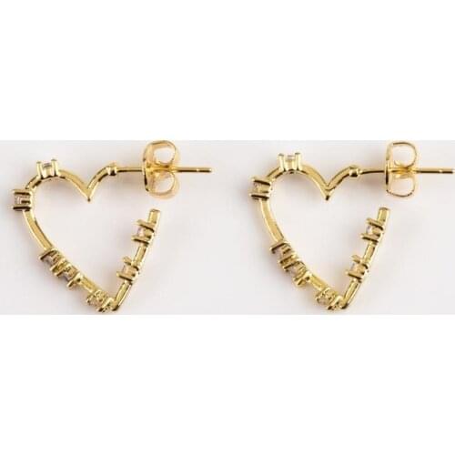 Minimal delicate jewelry white rainbow cz tiny heart circle stud earring Gold filled trendy lover gift jewelry