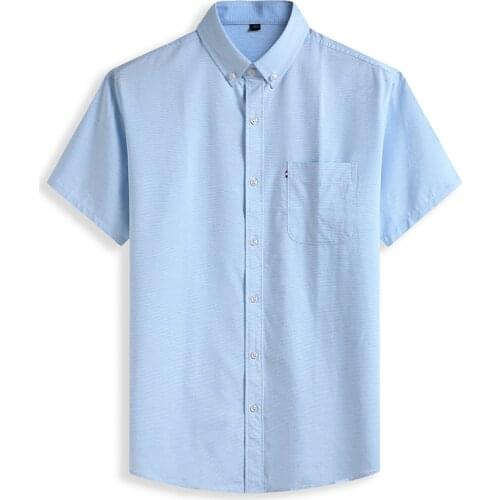 Summer Short Sleeve Shirts Men Pure Cotton Soild Color Mens Shirts Business Formal Casual Slim Fit Loose Plus Size 8XL Clothing