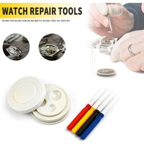 Watch Repair Oiler Tools Kit 1 Oil Cup With 4 Oil Pens Set Watchmaker Tool Watch Part Clean Maintenance Repair Tool