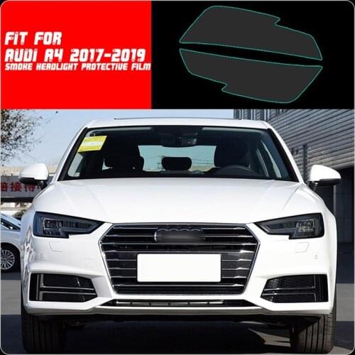 New Car LH+RH Smoke TPU Headlights Protective Precut Film Sticker Cover Trim Fit For Audi A4 2017-2019