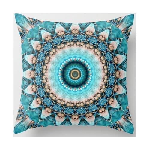 New Arrival Mandala Stone Turquoise Kaleidoscope Tie Dye Luxury Print Square Pillowcases Throw Pillow Sham Cushion Case