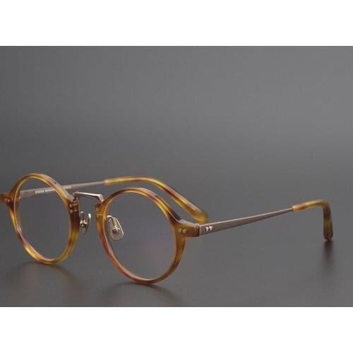 Brand Designer High Quality Glasses Frame Men Retro Round Acetate Titanium Clear Lens Eyeglasses For Women Prescription Eyewear
