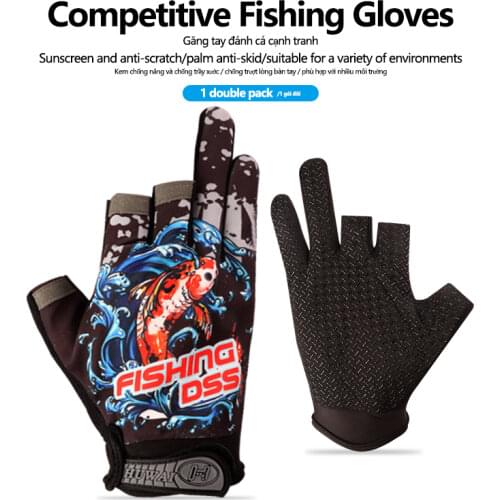 1 Pair Anti-slip Cut Fishing Finger Glove Breathable Unisex Half Finger FishingGlove Fishing Equipment Tools Tackle Accessories