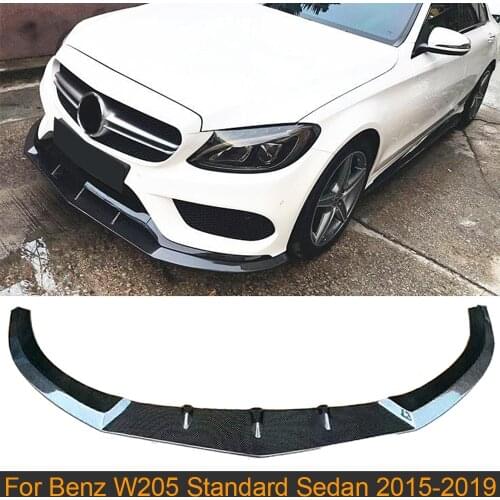 Carbon Fiber Front Lip for Mercedes Benz C Class W205 Standard Sedan 2015-2019 Front Bumper Lip Spoiler Apron Chin Guard