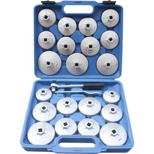 PH-JYG23 23pcs Aluminum Cup Type Oil Filter Wrench Set Oil Filter Cap Removal Wrench Set Spanner Maintenance Tools Kit With Case