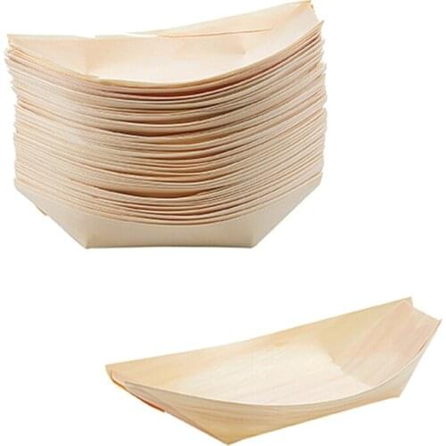 SHGO HOT-50x finger food - bowls, "boat" biodegradable wood