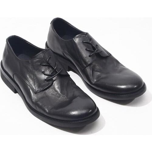 High Top Round toes Derby shoes Handmade Genuine Leather Mens shoes England Style Retro shoes for men