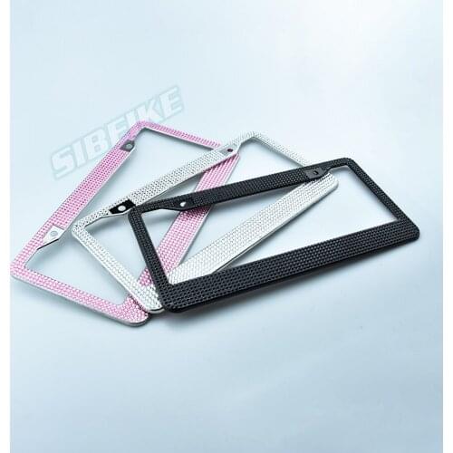 2 PCS for Girl Crystal Diamonds License Plate Frame Auto Decoration Car Frame Plate