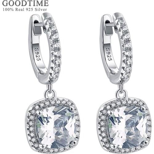 Luxury Women Rhinestone Earring Pure 100% 925 Sterling Silver Zircon Earrings Trendy Ear Jewelry Gift For Bride Wedding Party