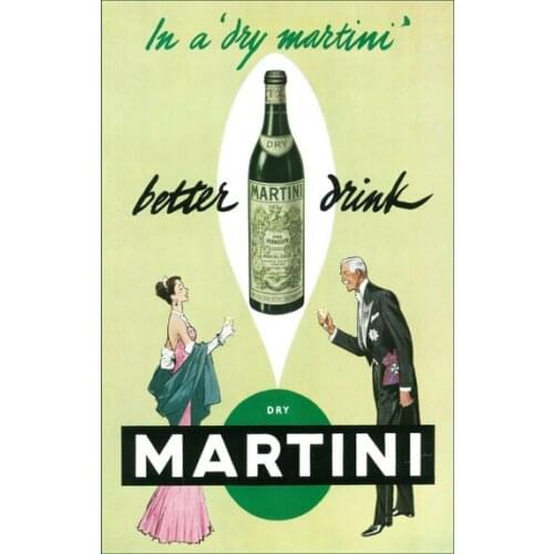 Wartime Dry Martini Advert Retro Vintage Style Metal Sign, Bar Pub Mancave