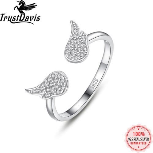 ElfoPlataSi 100% S925 Sterling Silver Angel Wing Ring Love Gift for Daughter Girll Birthday Party Fine Jewelry Wholesale L215