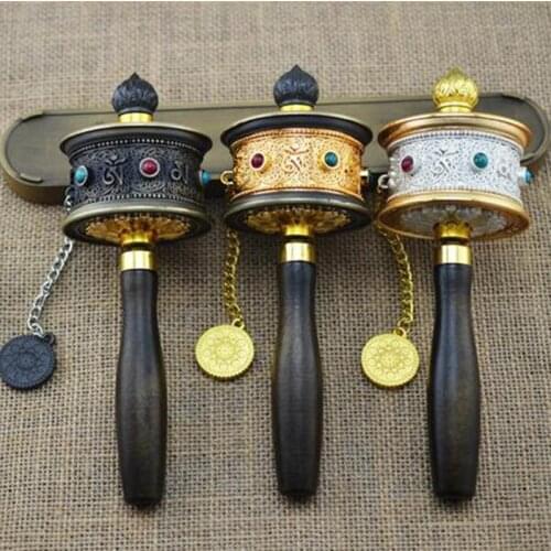 High Grade Good Wishes Beads-Mani Beads Lotus Large Duplex Bearing Hand-cranking Prayer Wheel Exquisite Tibet Buddhist Supplies