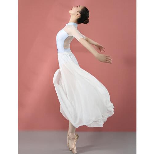 Skirt For Dance Ballet Tutu White Dress Womens Ballerina Pearl Chiffon Ballet Skirt For Girls Classical Dance Girl Costume