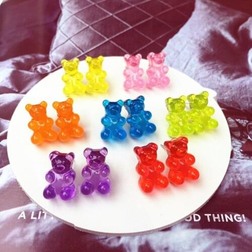 New Arrival Handmade Colorful Ins Style Cartoon Bear Earring Candy Color Stud Earring For Women&Girl Daily Jewelry Party Gift
