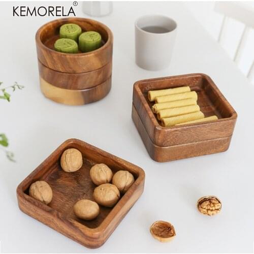 1PCS Walnut Wood Serving Tray Square Rectangle Breakfast Sushi Snack Bread Dessert Cake Plate Easy Carry Stratification Grooved
