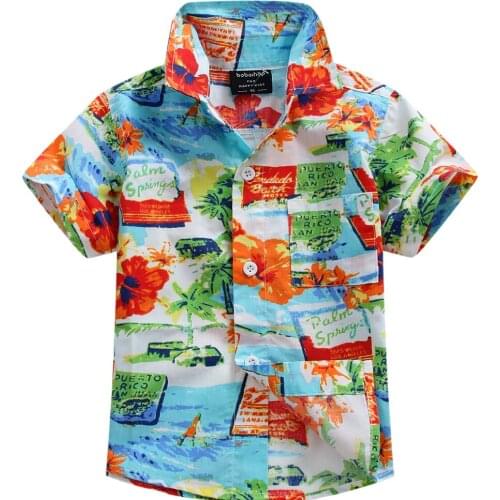Cotton 100% floral shirt hawaiian shirt aloha shirt for boy T1543