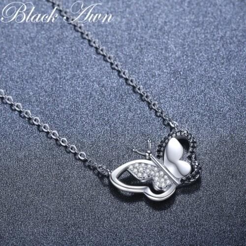 2021 New Black Awn Silver Necklace Genuine 100% 925 Sterling Silver Necklace Women Jewelry Pendants P199