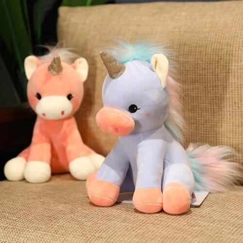 28-45cm Kawai Unicorn Horse Plush Toy Three Colors Horse Animal Doll Soft Pillow Birthday Gifts Sofa Cushion Baby Toy