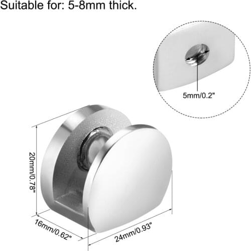 Uxcell 4Pcs 24 x 16 x 20mm Glass Shelf Bracket Suitable for 8-10mm Thick Glass Acrylic Zinc Alloy Glass Clamp Clip Holder New