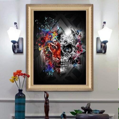 5D Diamond Painting Skull Flowers Mosaic Cross Stitch Square&Round Diamond Home Decorative Picture Hanging Painting