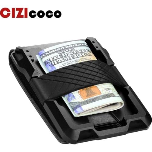 Aluminum RFID Blocking Credit Card Holders Coin Purse Crazy Horse Leather Minimalist Card Wallet for Men Women ID Bank card Case