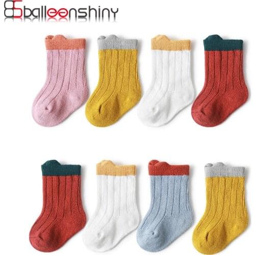 Balleenshiny 4pairs/lot New Fashion Baby Socks Cute Candy Color Baby Socks Childrens Socks Newborn Accessories Cotton Socks