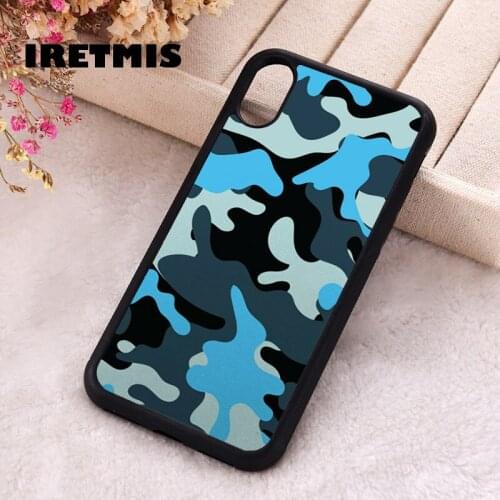 Iretmis 5 5S SE 2020 phone cover cases for iphone 6 6S 7 8 Plus X Xs Max XR 11 12 MINI Pro Soft Silicone TPU BLUE BLACK CAMO