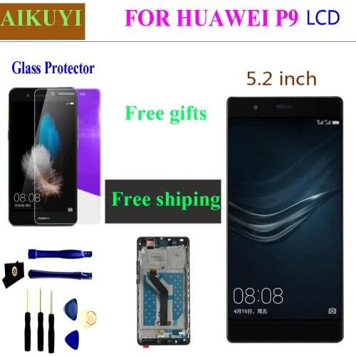 NEW 5.2'' For Huawei P9 EVA-L09 L19 L29 LCD Display With Touch Screen Digitizer Assembly with frame Replacement