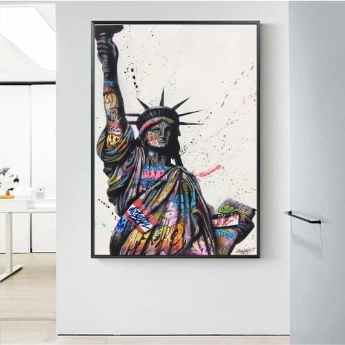 Graffiti Art Statue of Liberty Paintings on the Wall Canvas Posters and Prints Street Art Decorative Pictures for Home Design