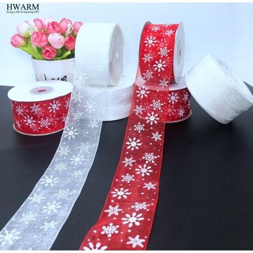 HWARM 2roll 4cm Packing tape lace ribbon Christmas snowflake arts craft sewing fabric party favors accessories DIY snow ribbons
