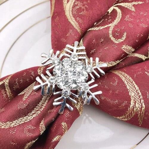 12 Pack Napkin Rings Silver Snowflake Napkin Holder for Christmas Thanksgiving Wedding Family Gatherings Table Decor